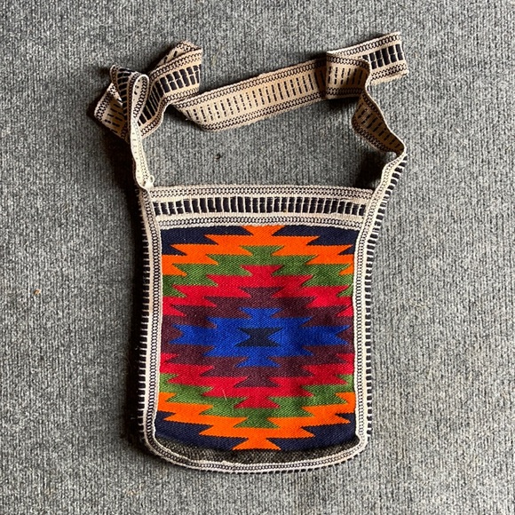 Colorful Geometric Pattern Fabric Crossbody Bag - Picture 1 of 9